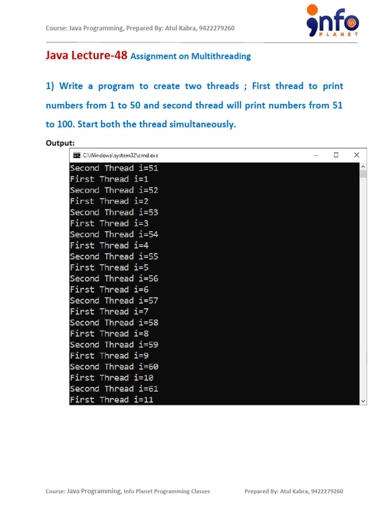 Java Lec-48 Assignments On Multithreading.d564a2f | PDF