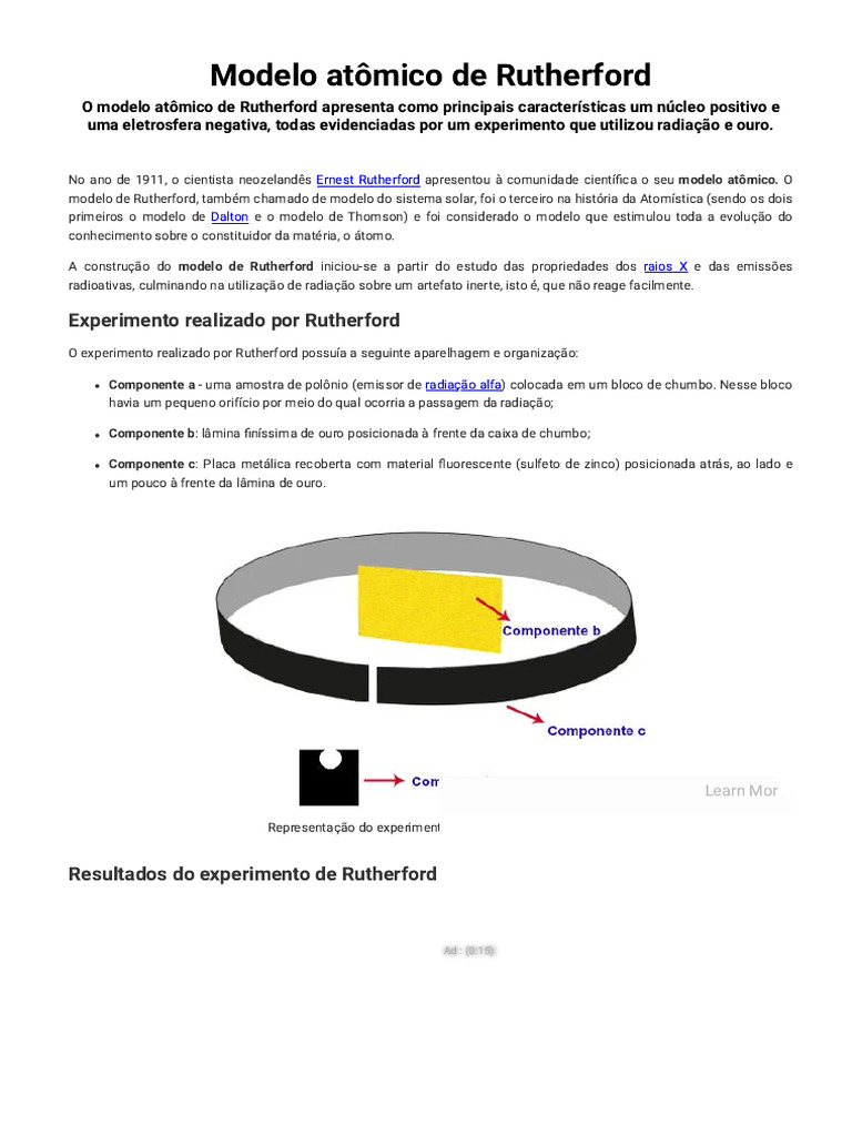 Modelo Atômico de Rutherford Explicado | PDF | Radiação | Ciências Físicas