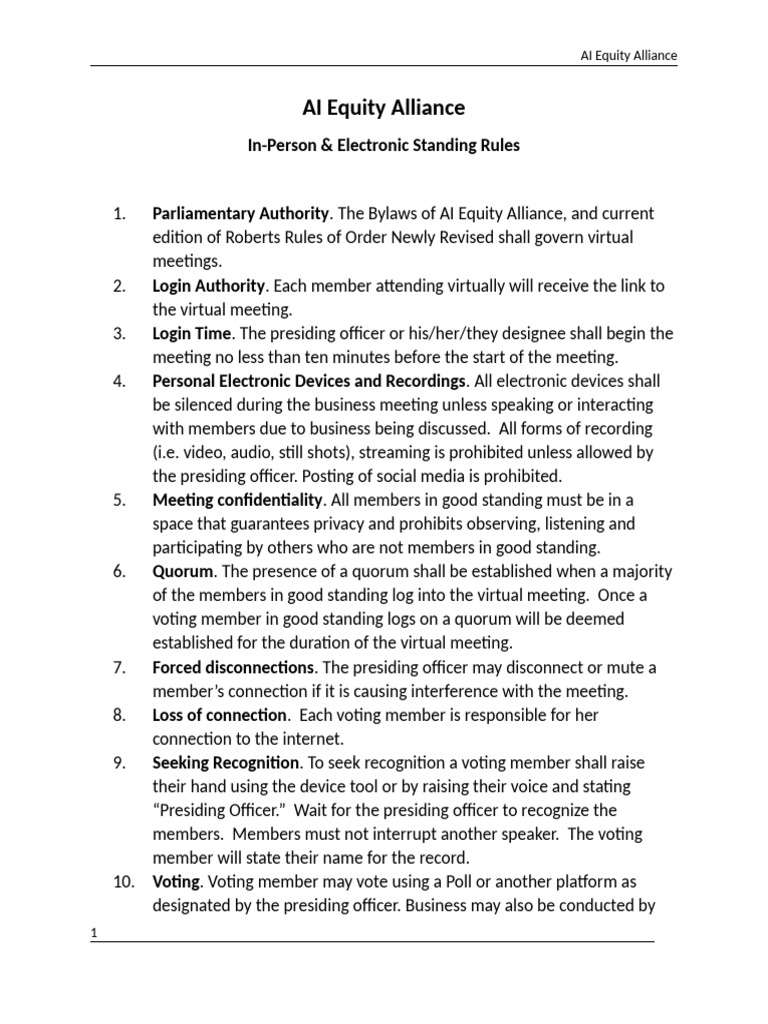 Electronic Meeting Standing Rules v2 | PDF | Political Law | Government