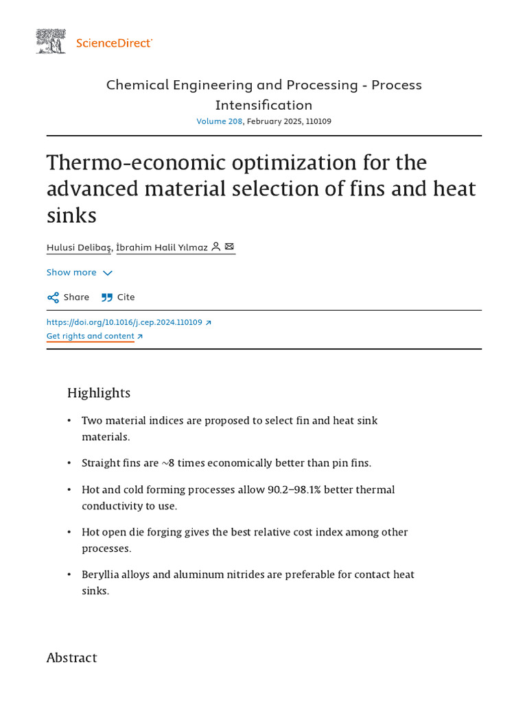 Thermo Economic Optimization For The Advanced Material Selection of ...