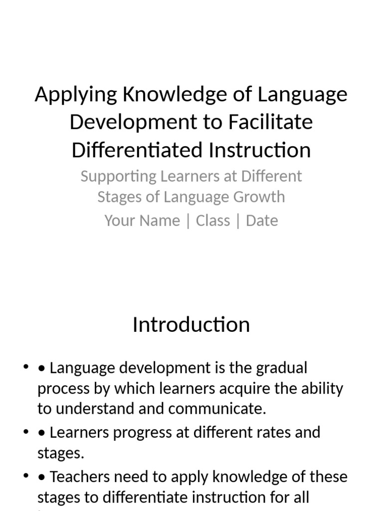 Differentiated Instruction in Language Development | PDF ...