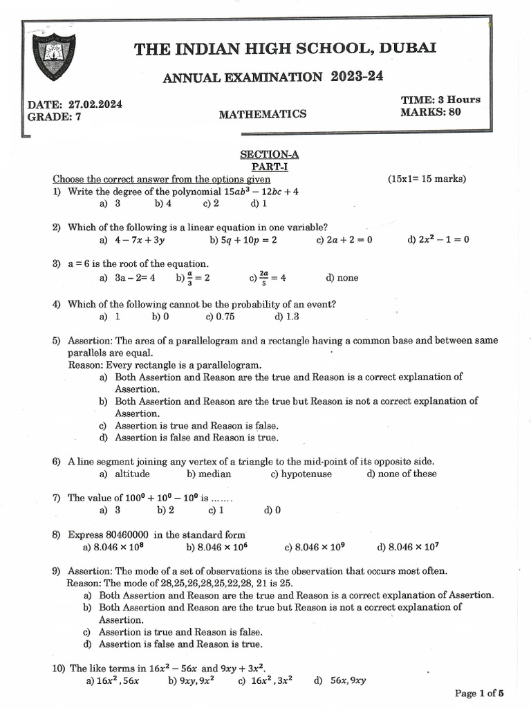 AE Maths QP 2023-24 | PDF