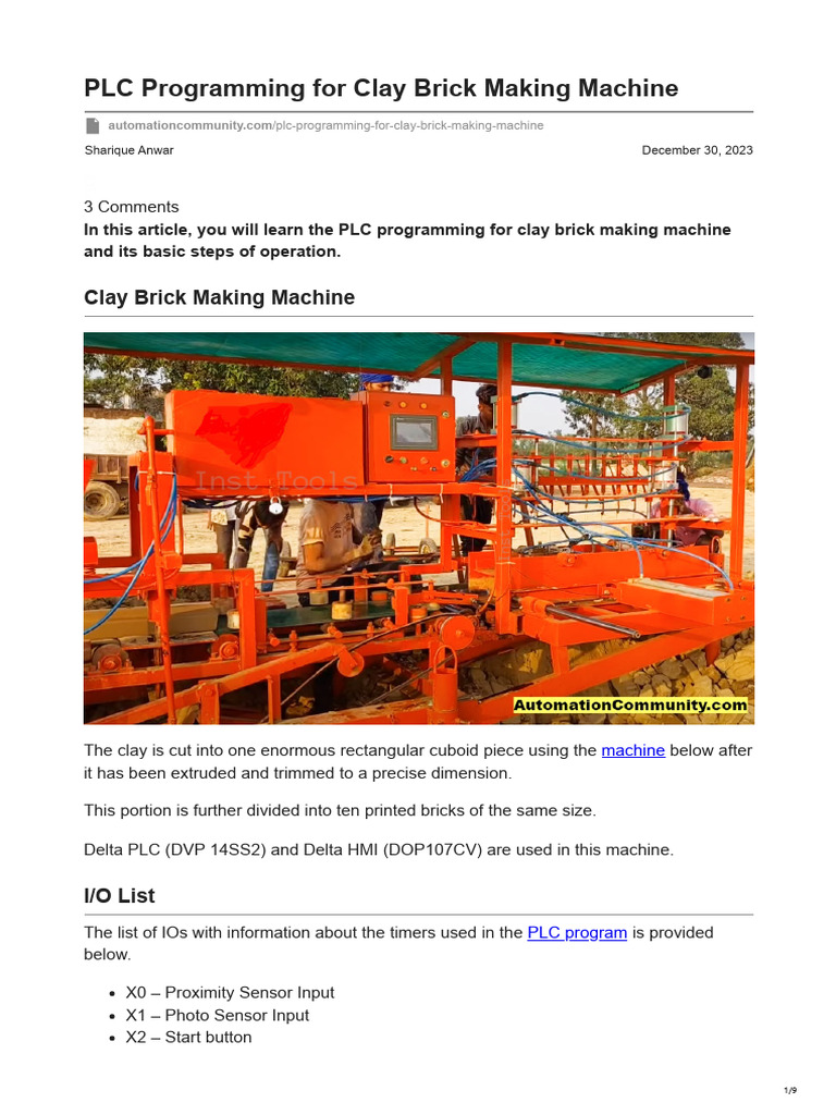 PLC Programming for Brick Machines | PDF | Programmable Logic ...