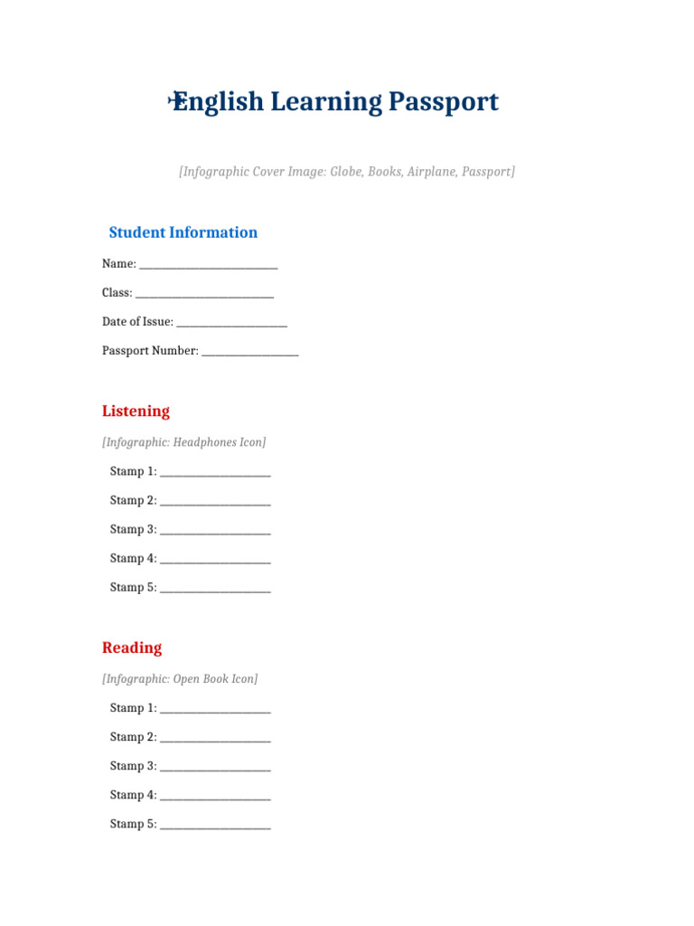 English Learning Passport Template | PDF