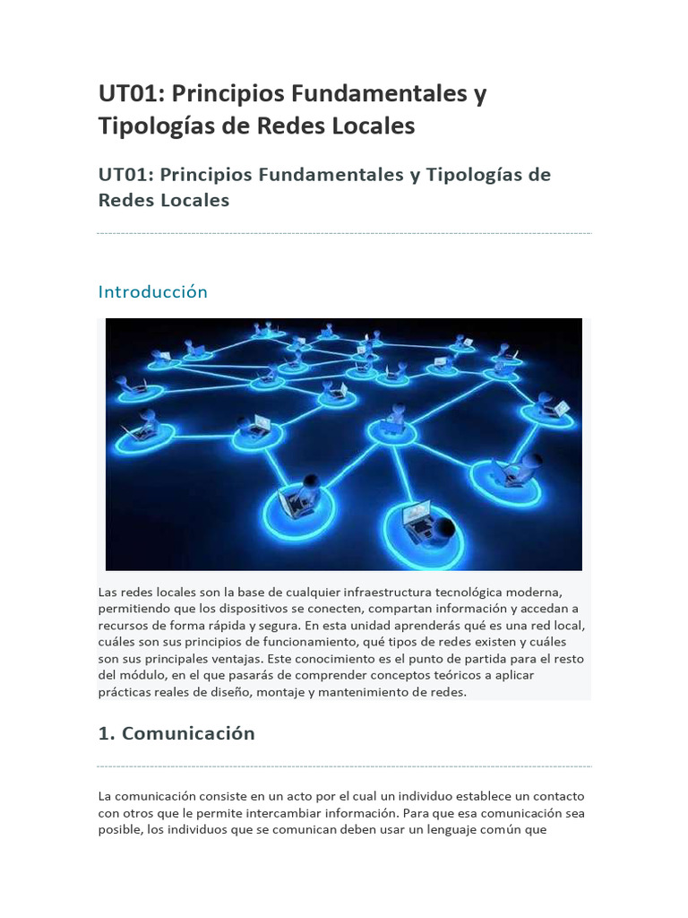 Tipos y Principios de Redes Locales | PDF | Red de computadoras ...