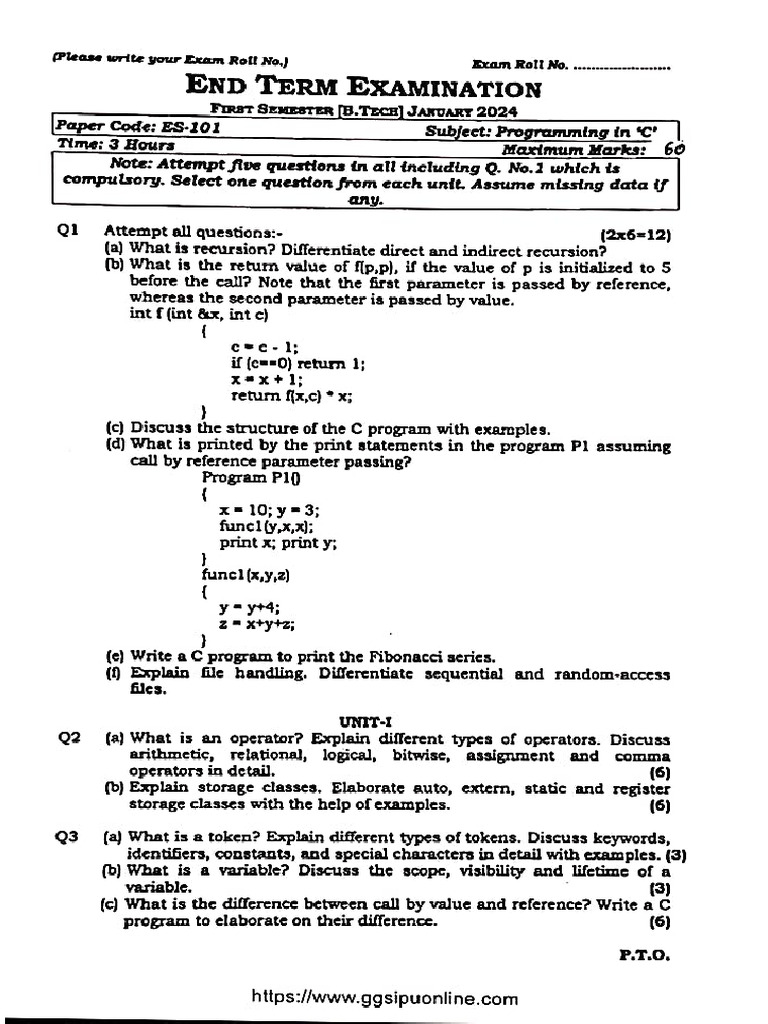 PC Unit - 1,2,3,4 End Sem PYQ | PDF