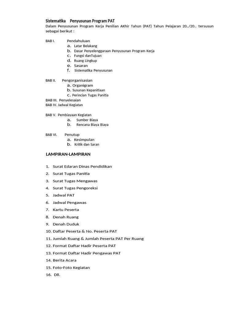Panduan Penyusunan Program PAT | PDF