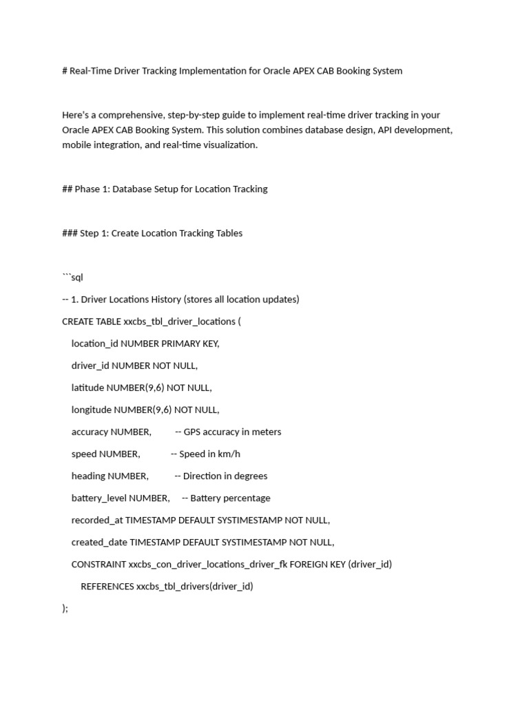 Real-Time Driver Tracking for Oracle APEX | PDF | Data Management ...