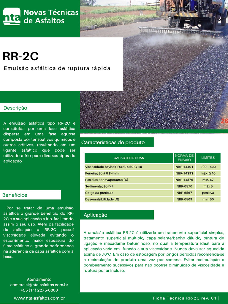 Emulsão Asfáltica RR-2C: Características e Aplicações | PDF