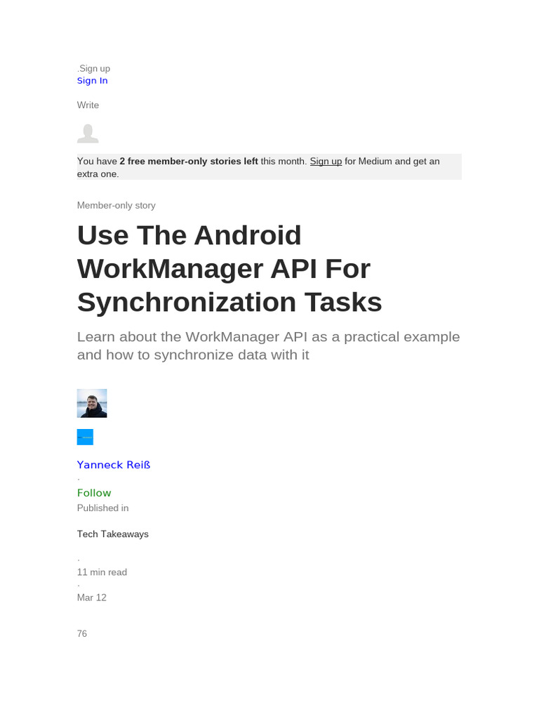 Android WorkManager for Data Sync | PDF | Mobile App | Android ...