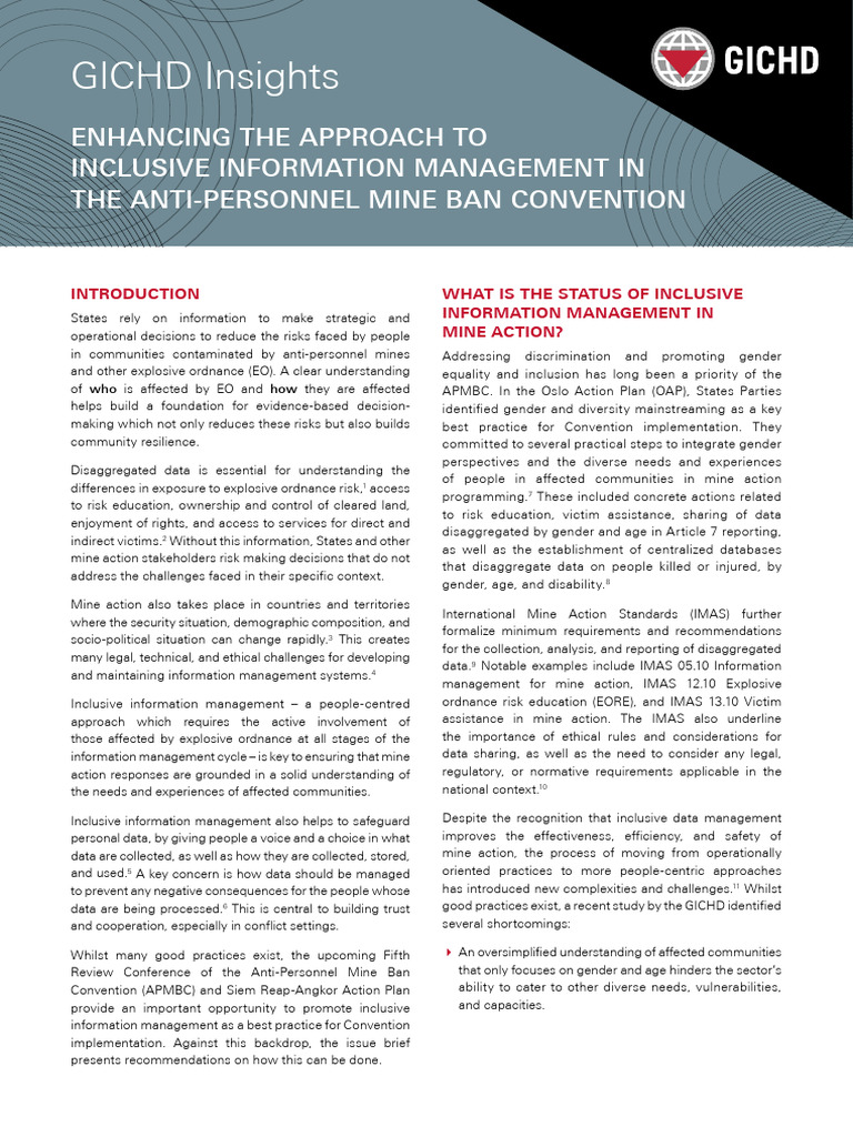 Enhancing Inclusive Data in Mine Action | PDF