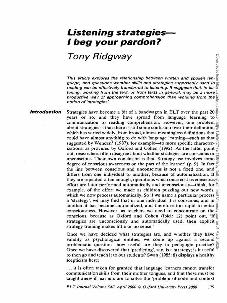 Listening Strategies | PDF | Reading Comprehension | Learning