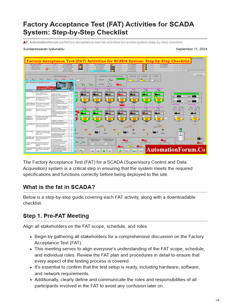 SCADA System FAT Checklist Guide | PDF | Scada | Programmable Logic ...