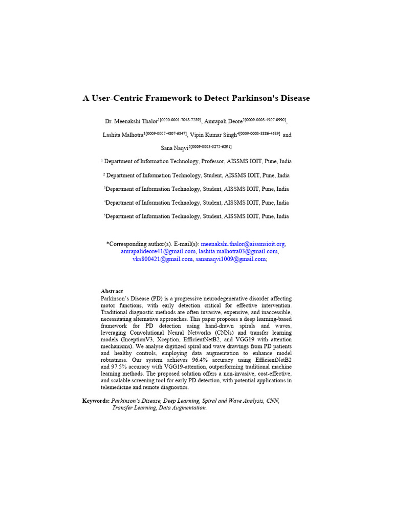 Parkinson Disease Detection Paper-1 | PDF | Deep Learning | Parkinson's ...
