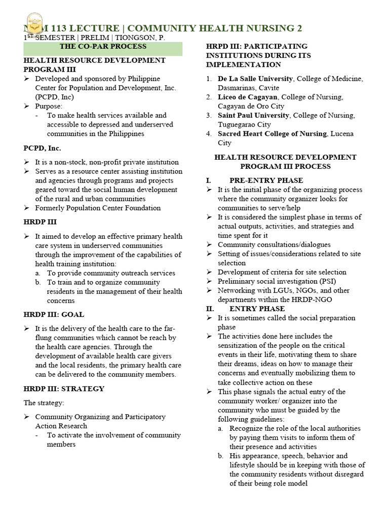Community Health Nursing Strategies | PDF | Community | Goal