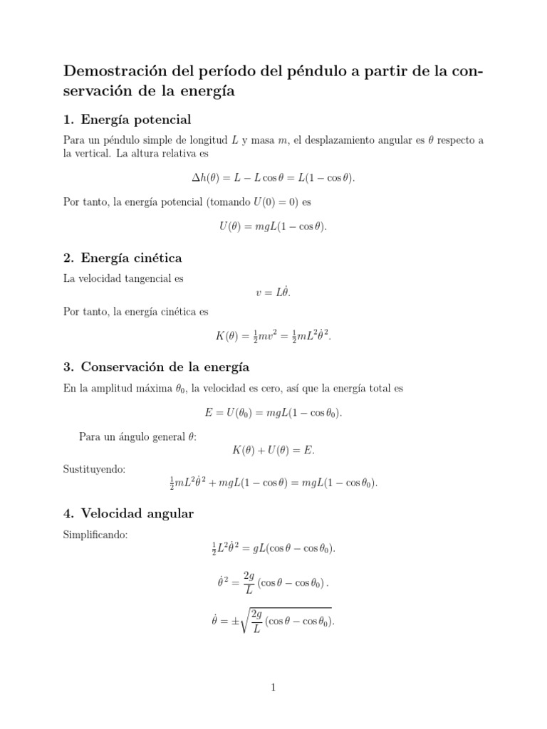 Demostración Formula Péndulo Real Simple | PDF | Mecánica | Física
