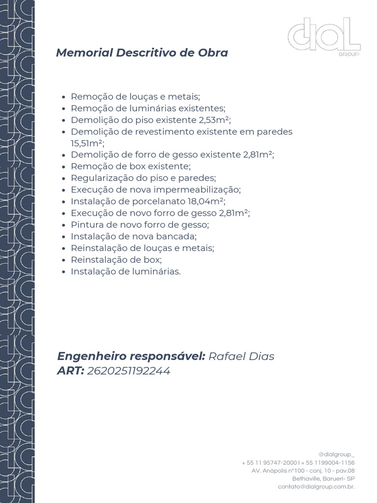 Memorial Descritivo de Reforma de Obra | PDF