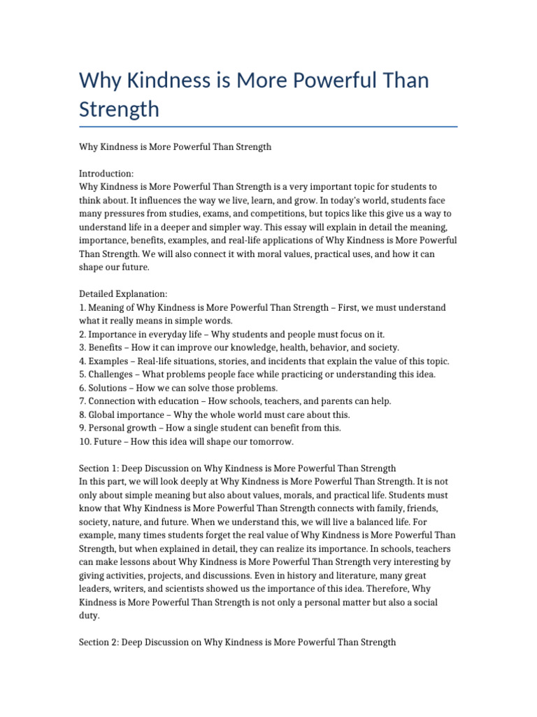 The Power of Kindness Over Strength | PDF | Knowledge | Teachers