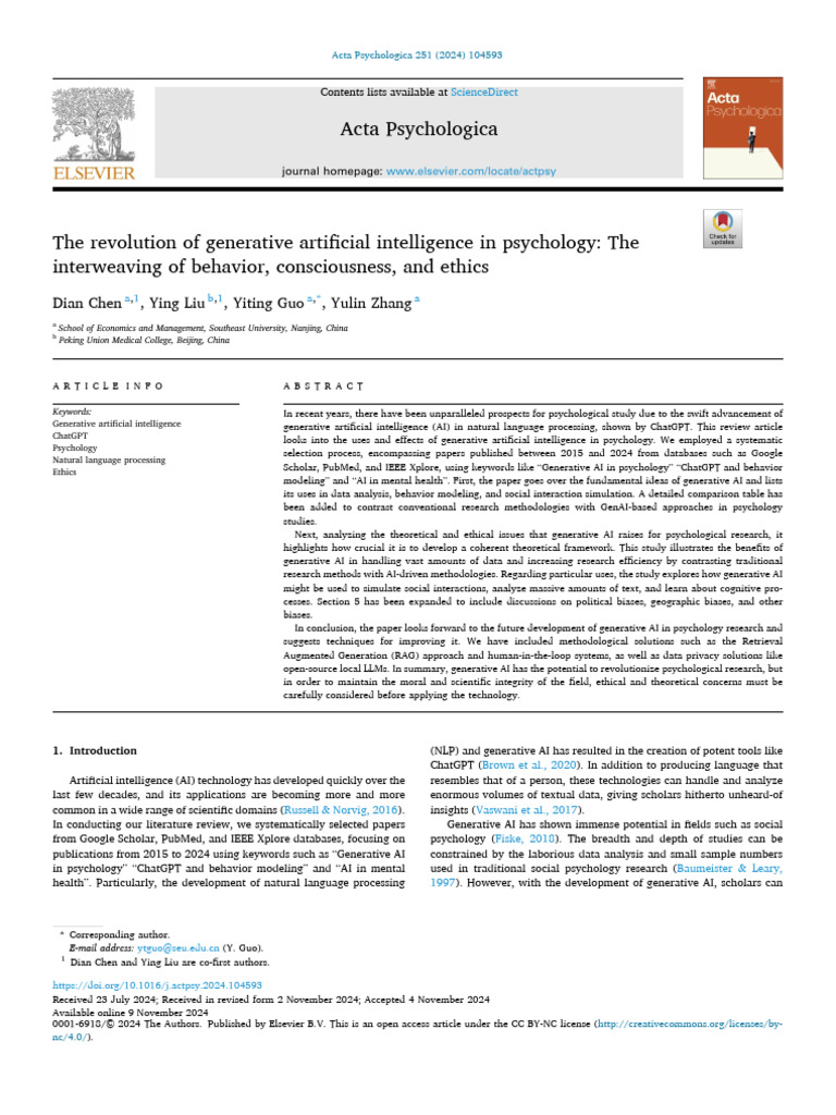 Generative AI's Impact on Psychology | PDF | Artificial Intelligence ...