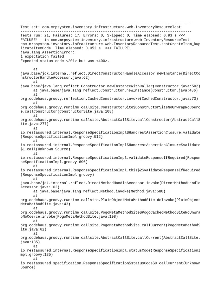 Inventory Resource Test Failures | PDF | Software Engineering ...
