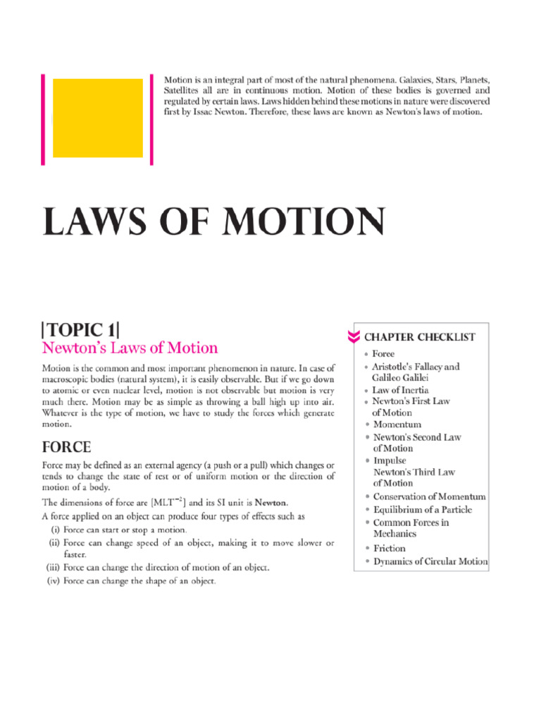 Chapter - Laws of Motion Notes | PDF