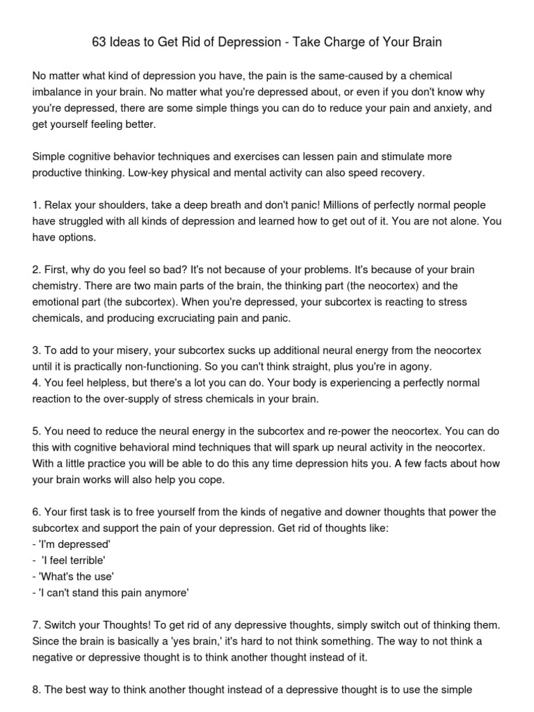 63 Tips To Get Rid of Depression | PDF | Thought | Major Depressive ...