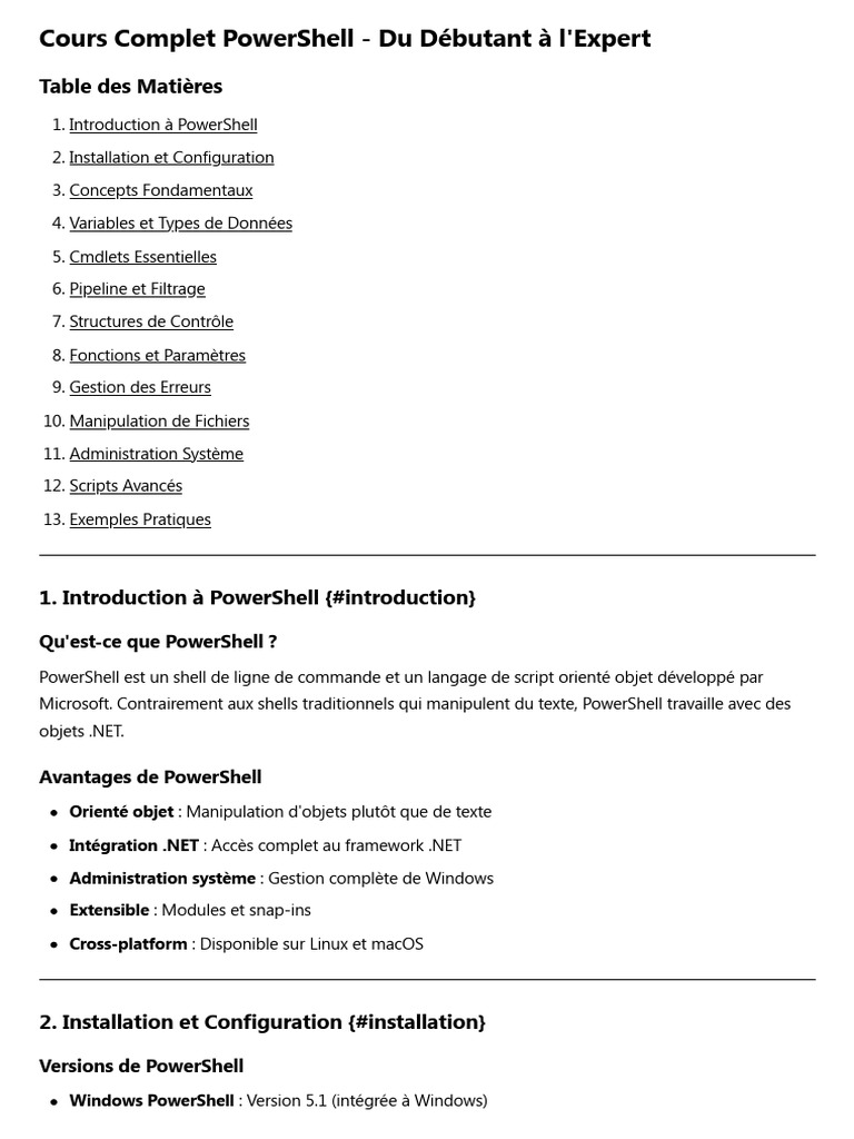 Cours PowerShell : Débutant à Expert | PDF | Informatique ...