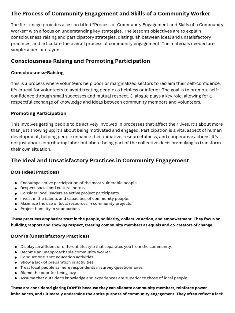 The Process of Community Engagement and Skills of A Community Worker ...