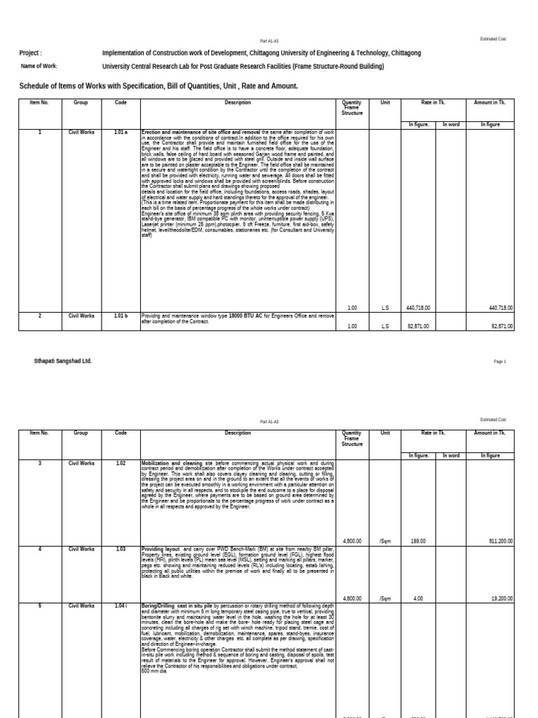 Sample Detailed Estimation | PDF | Welding | Construction