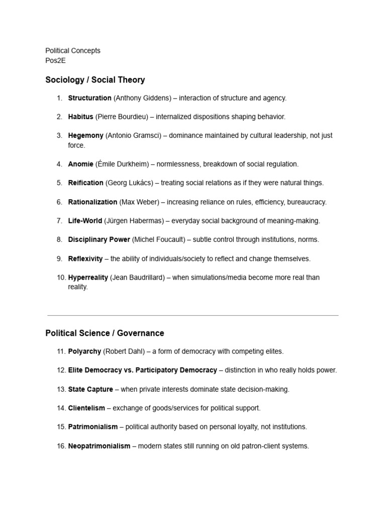 Key Political Concepts Explained | PDF | Capitalism | Critical Theory