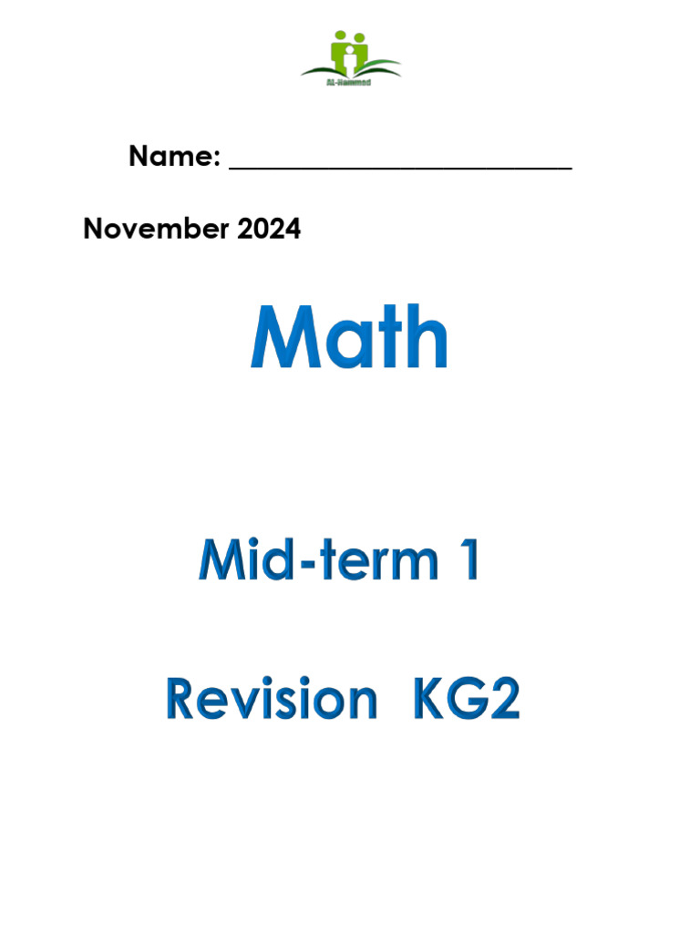 Math Mid-Term Revision KG 2 | PDF