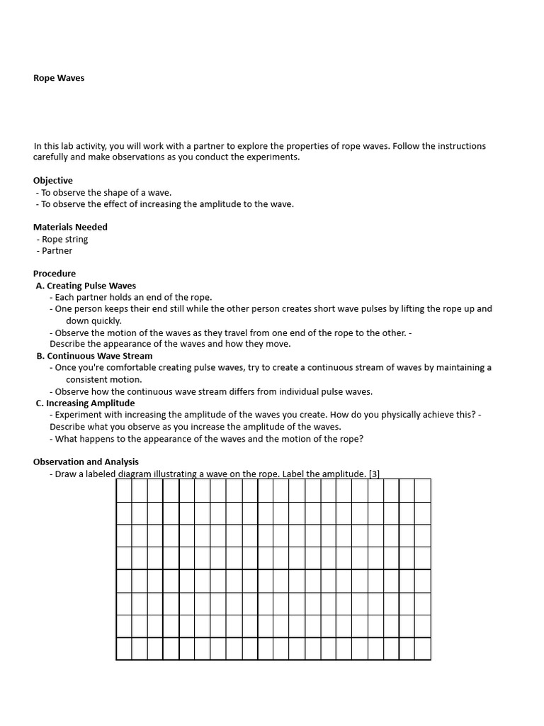 Worksheet Rope Waves | PDF | Waves | Amplitude