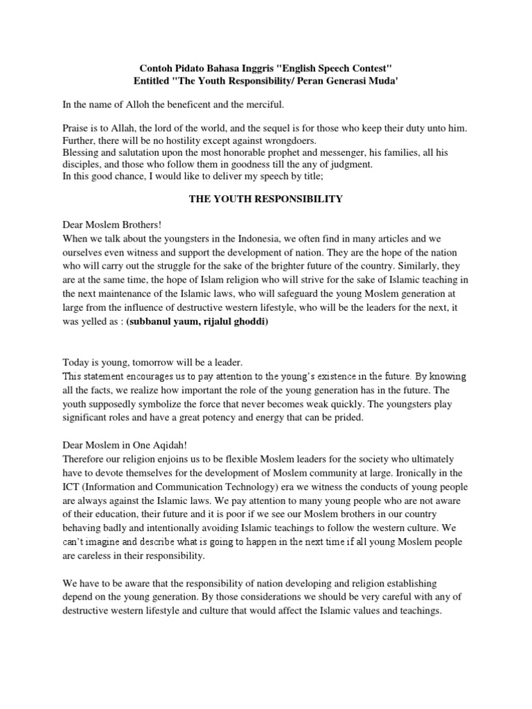 Contoh Pidato Bahasa Inggris Contoh Pidato Bahasa Inggris