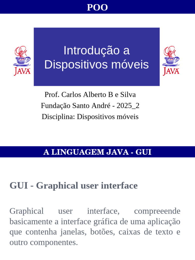 Introdução à GUI em Java com POO | PDF | Interfaces gráficas do usuário ...