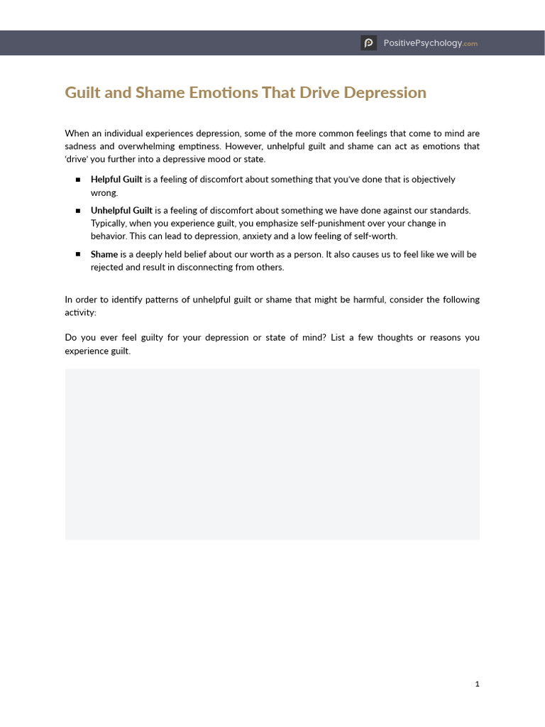 Guilt and Shame's Role in Depression | PDF