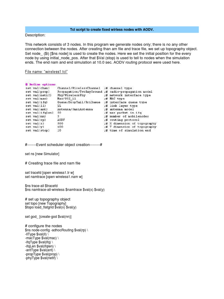 Wireless Tcl Scripts Pdf Routing Transmission Control Protocol