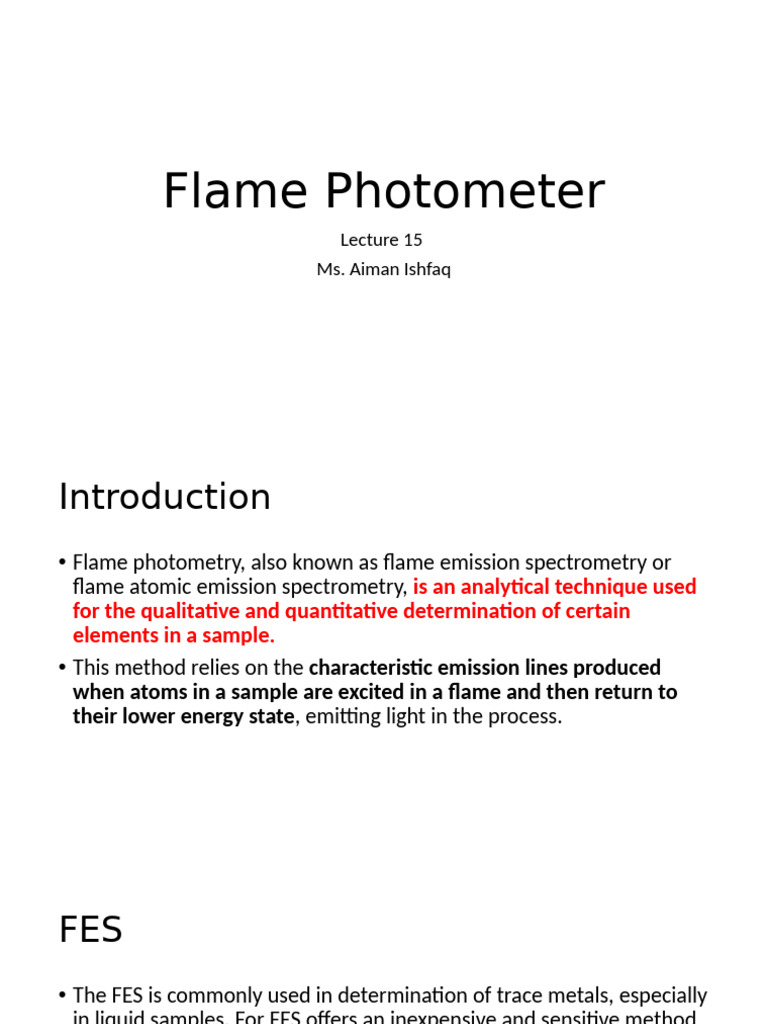 Lecture 15 Flame Photometer | PDF | Emission Spectrum | Electromagnetic ...