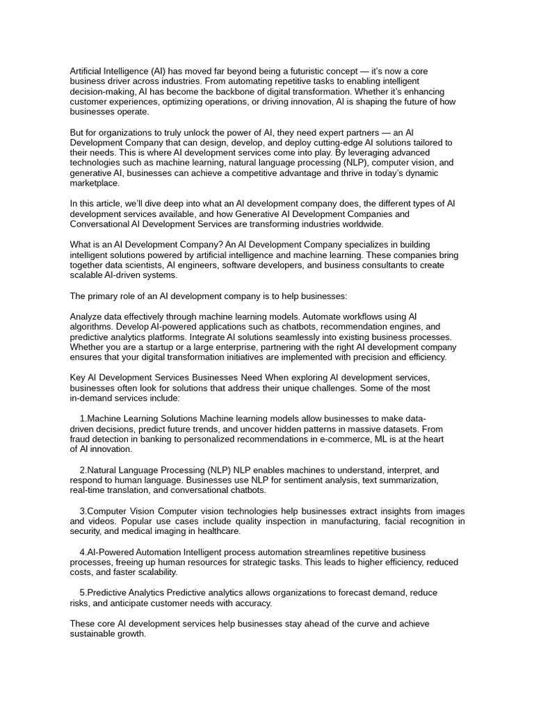 AI Development Services for Business Growth | PDF | Artificial ...