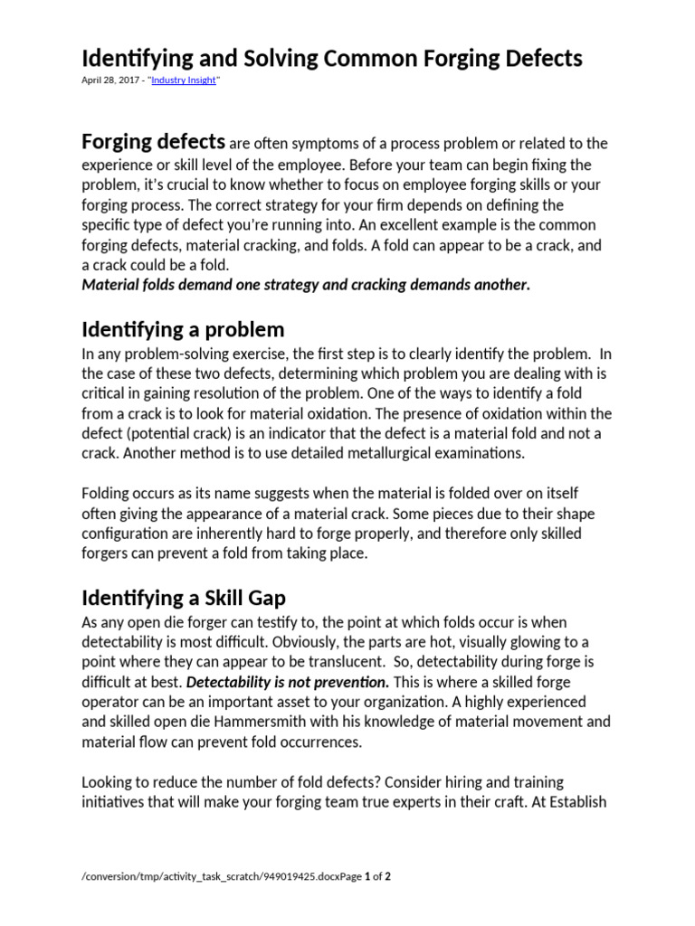 Common Forging Defects Explained | PDF | Knowledge