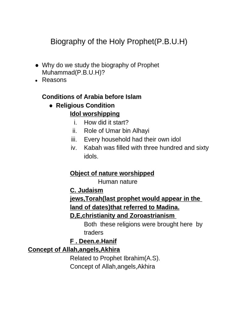 Biography of Prophet Muhammad (P.B.U.H) | PDF | Muhammad | Medina