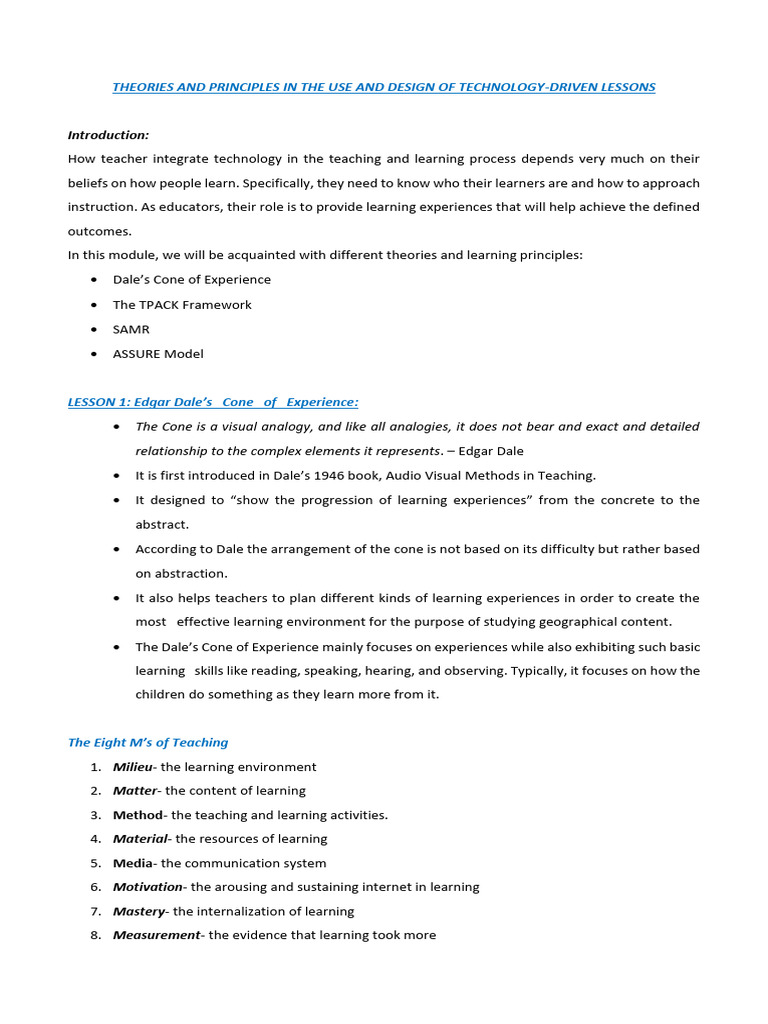 Technology-Driven Lesson Design Principles | PDF | Pedagogy | Learning