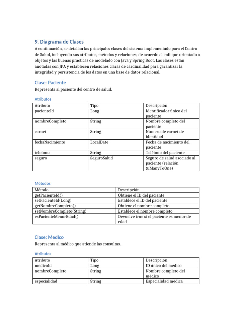 Diagrama de Clases para Centro de Salud | PDF | Diagnostico medico ...
