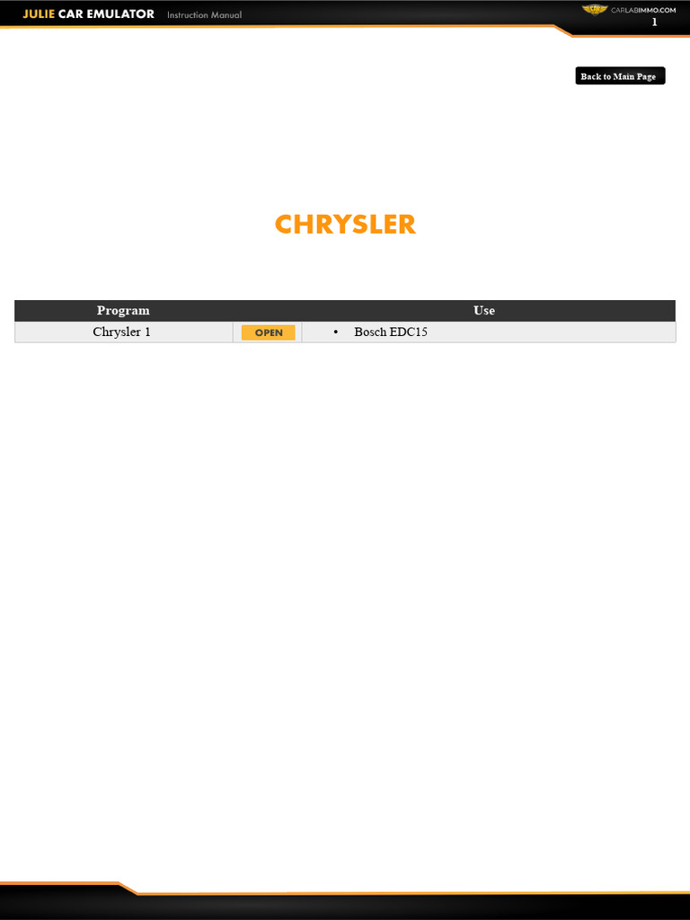 Chrysler 1 Bosch EDC15 Program Guide | PDF