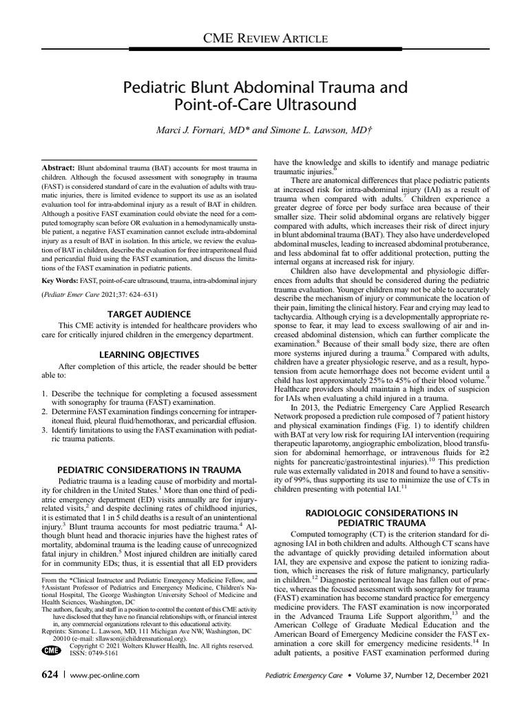 Marci J Fornari Pediatric Blunt Abdominal Trauma and | PDF | Major ...