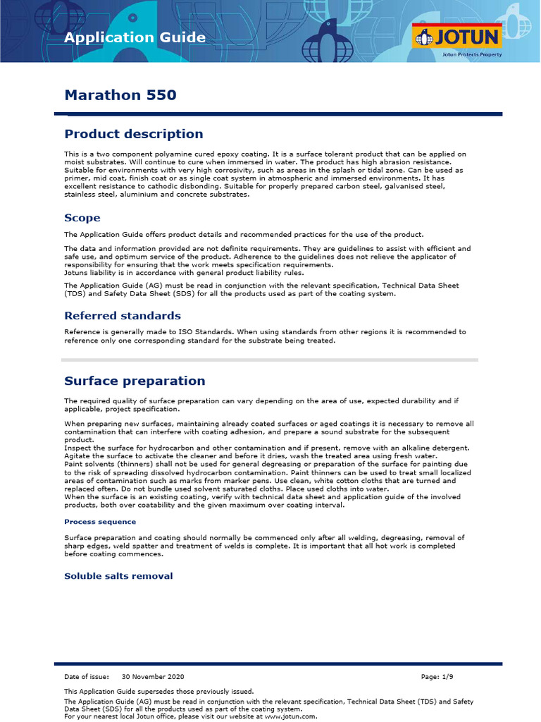 Marathon 550 Epoxy Coating Guide | PDF | Abrasive | Materials