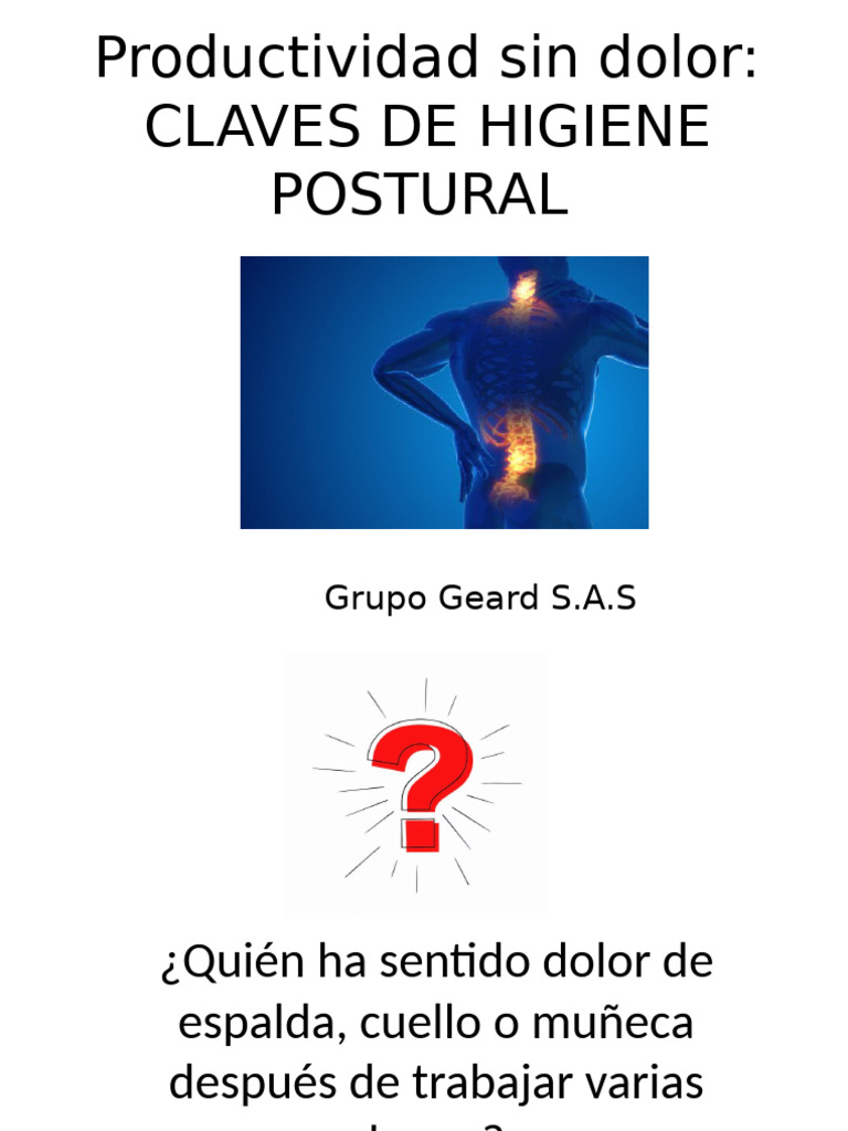 Claves para una Higiene Postural Efectiva | PDF | Dolor lumbar | Rodilla