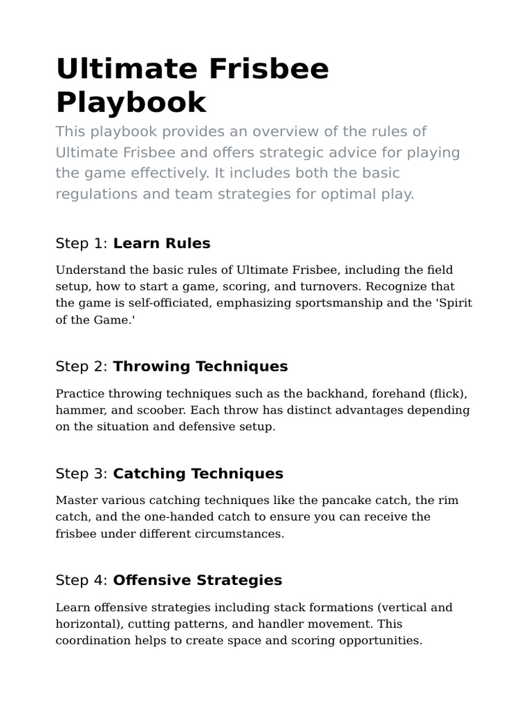 Ultimate Frisbee Strategy Playbook | PDF