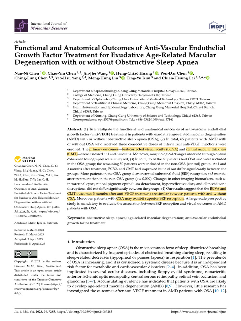 Functional and Anatomical Outcomes of Anti-Vascular Endothelial Growth ...
