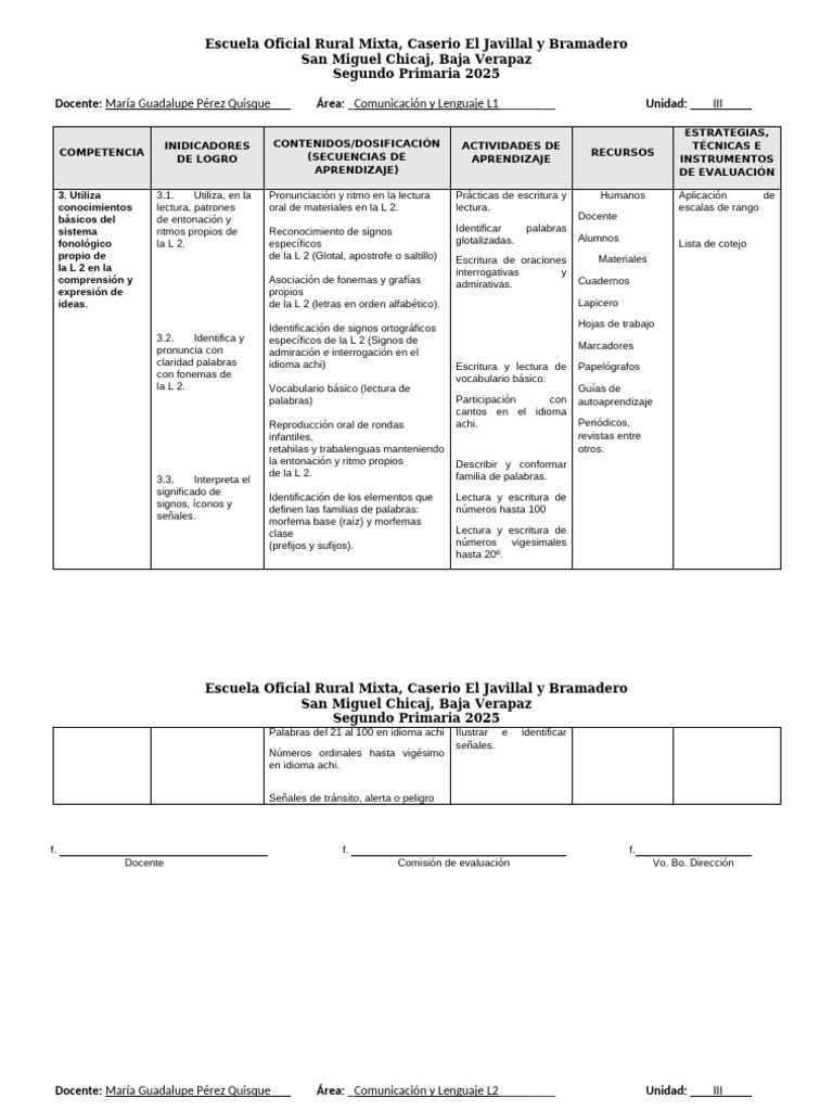 Plan de Clases para Segundo Primaria 2025 | PDF | Rectángulo | Geometría