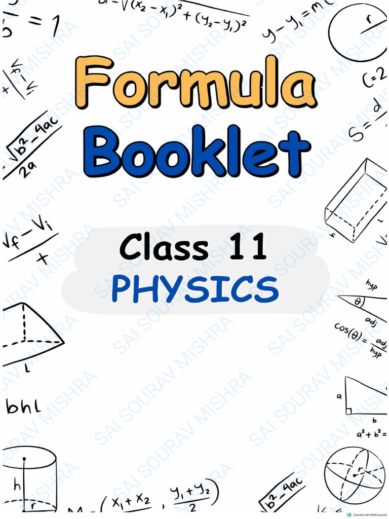 Complete Class 11th Physics Formula Booklet | PDF